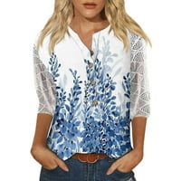 Košulje za žene Tunic V Vrhovi za žene Basic Plus Veličine Spring Springs For Womeny Trendy trend rukav