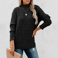 Ženski džemper ženski polumjer dugih rukava dugih rukava pulover dugih rukava, čvrsti temperamentni temperament pletena gornja pad odjeće odjeća