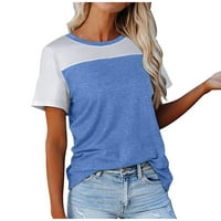 Košulje za žene Žene Modni čvrsti boja Spajanje kratkih rukava Ležerne prilike plave l