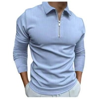 Svijetlo plava polo majice za muškarce muški povremeni patentni patentni patentni patentni košulja isključite