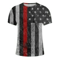 Muški dan neovisnosti Modni kratki rukav Okrugli vrat tiskani povremeni majica za majicu Bluza Black F US: 6