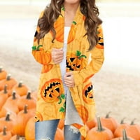 HHEI_K traper jakna za žene Ženska modna casual Halloween Print Srednje dužine Dugih rukava Kardigan
