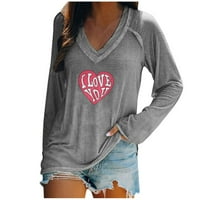 Ženska modna casual labav dan zaljubljeni Ispiši pulover u pulover s pulover V-izrezom Vruća