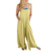 Capri pantalone za žene Ljeto casual solid labavo retro pamuk posteljina kombinezon kombinezon žuta