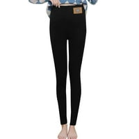 Tking modne ženske hlače pune boje plus baršunaste tople elastične gamaše visoko struk pamučne pantalone