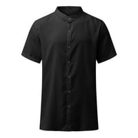 Muške ljetne košulje muškarci Ljetni casual čvrsti štand ovratnik Dwon Cardigan majica kratkih rukava