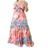 Awdenio Ženske oblače kratki rukav na prodaju Ženski ljetni boho cvjetni print casual midi haljina na