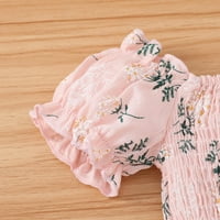 Slatke ljetne dječje djevojke Outfits Postavi kratki rukav cvjetni otisci ruffles vrhovi majice odjeću