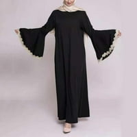 IOPQO cvjetna haljina za žene ženska casual haljina čipka za šivanje plamene rukave Abaya arapska kaftana