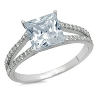 2. CT briljantna princeza Clear Simulirani dijamant 18k bijeli zlatni pasijans sa Accenting prstenom