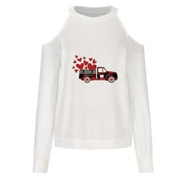 Ženski duks za Valentinovo Moda Love Graphic Print Regular Fit CrewNeck Majice Osnovni lagani pulover