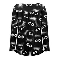 HOMCHY pulover Top ženskih modnih tiskanih vrhova casual gumba niz ovratnik dugih rukava