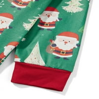 Suantret Usklađivanje porodice Božićni pidžami Dugim rukavima Zip up up kapuljača Pajamas Kombinezone Noćna odjeća za spavanje zelena 3- mjeseci