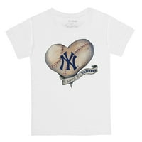 Mladišta Tiny Turpap White New York Yankees Majica za baner za srce