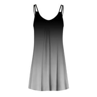 Strungten Womens Gradient Tie-Dye Print haljina bez rukava V izrez A-line Maxi Mini sandress duge haljine