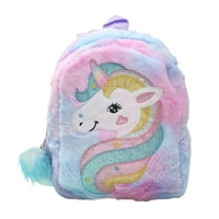Gwiyeopda Girls Plishpack Back Carpoon Unicorn Ruksak školski torba Furry Ruksack za Kid