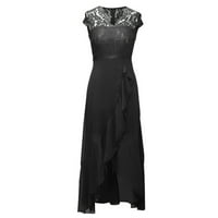 Žene Ljetne haljine Žene Čvrsta haljina čipka od čipke Splice bez rukava Vrući ruffle hem haljina modne dukseve večernje haljine za žene crna l
