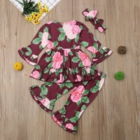 Outfit Toddler Kids Dječji djevojčice Proljetna odjeća set dugih rukava cvjetni print rubl okrugli vrat