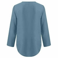 Dyegold Womens Tops Plus size Košulje s rukavima Summer Casual Chiffona Polu patentni zatvarač V izrez
