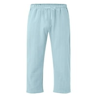 Luxplum muškarci pantalone elastične struk plaže na plaži prugaste hlače casual dno jogger nebo plavo