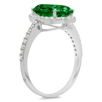 2.27ct ovalni rez zeleni simulirani smaragd 14k bijelo zlato ugraviranje izjava svadbeni godišnjica
