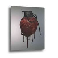 Epic Art Heart Grenade Niclas Gustafsson, na brušenom aluminijumu, 24 x36