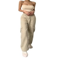 Ženske ravne noge Traperice Vintage Streetwear pantalona harajuku Grunge Traper hlače sa velikim džepovima