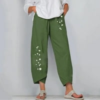Farstey ženske posteljine hlače elastični džepovi visokog struka labave hlače casual tulip hem cvjetni
