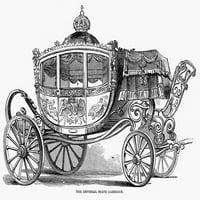 Britanija: Kraljevska kolica. N carski državni prijevoz Velike Britanije. Graviranje drveta, 1853. Poster