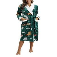 LUMENTO WOOPECE FLEECE OGLASA Plišani dugi ogrtački ženski kimono SPA koljena Dužina haljina Nighthown