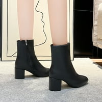 Tdoqot čizme za žene - Chunky Heel Božićni pokloni Moda Mid-Heel ženske cipele za gležnjeve Crne 41