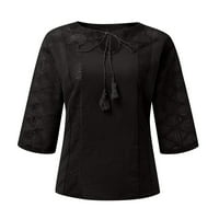 Košulje za žene Dressy Ležerne ruhove Loose vrhovi za žene Extra Velike ljetne čipke Bluze Žene Loase Fit U-izrez Žene Seksi ljetni vrhovi Crni XL