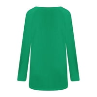 Ženska majica St. Patrick, majica Green O-izrez dugi rukavi bluza za bluzu za bluzu Shamrock Clover