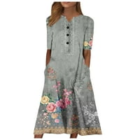 Haljine za žene Qwang Žensko ljeto Ležerne prilike za ispis modne V-izrez kratkih rukava s kratkim rukavima
