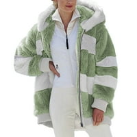 Nejasni zimski kaputi za žene prugasto boje blok kardigan dukserica duge dugih rukava topla dugačka