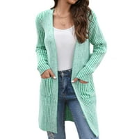 Xuan Binli ženski otvoreni kardigan jednostavan vertikalni prugastim pletenim džemper sa džepovima sa
