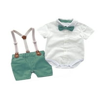 Arvbitana Baby Boy Dressy Outfits kratki rukav lapl dugmeta Solid Ramper + Shorts Proljeće Ljeto Ležerne