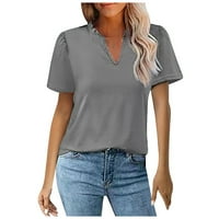 Žene Ležerne prilike sa labavim majicama kratki rukav modni V izrez Soild Tops T-majice TEE bluza m