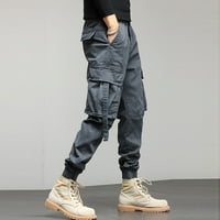 Teretne hlače Pamuk plus veličine džep čvrste elastične hlače u struku Ukupne hlače