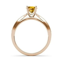 Citrinski i dijamantni zaručnički prsten sa milgrain radom 1. CT TW u 14K ružičastog zlata.Size 8.5