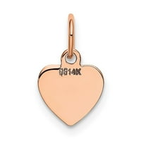 14K ružičasto zlato polirani disk u obliku srca šarm xac806