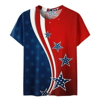 B91XZ Ženske američke košulje za zastave t Odštarani vrhovi Split cvjetni casual bluza rukav okrugli