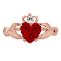 1.06ct Heart Cred Red Natural Garnet 14K Rose Gold Gold Angagement Otvor za prsten veličine 4,75
