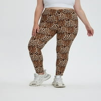 Dame plus veličine pantalone Leopard Ležerne prilike pune dužine Žlice za gležnjeve životinje High struk