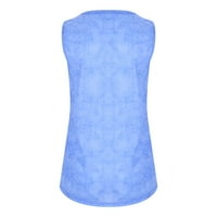 Moonker Womens Majice za žene Tie-Dye bez rukava bez rukava za vrat kratkih majica TOP BLOCK BLOCK BLUE