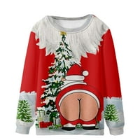Zunfeo Crewneck Dukserica za muškarce Ležerne prilike božićne grafike Dugi rukav Duks pulover za sportske