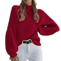 Riforla Turtleneck džemperi za žene dugih rukava pletenje pulover džemper Jumper vrhova ženskog pulover džemper crveni xl