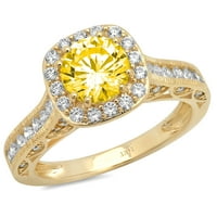2.7ct okrugli rez žuta simulirana dijamant 18k žuti zlatni godišnjica Angažovanje halo prstena veličine