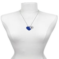 Delight nakit akril 1 Navy Blue Heart Silvertone scenarij početni disk - - ogrlica od šarma, 20 + 3