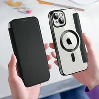 Flip futrola za iPhone Plus sa zaštitnim slojem za objektiv kamere, magnetsko zatvaranje PU kožna futrola s RFID blokiranim slotovima Luksuzne prekrivanje prozirnog poklopca telefona, Darkblue